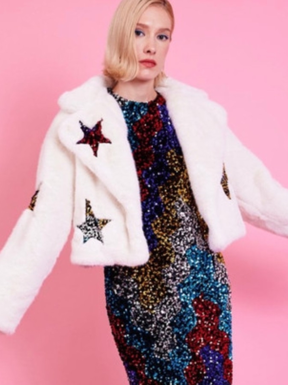white Jayley bamboo faux fur jacket